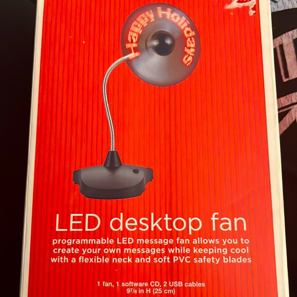 NWT, never opened, programmable LED message Desktop Fan